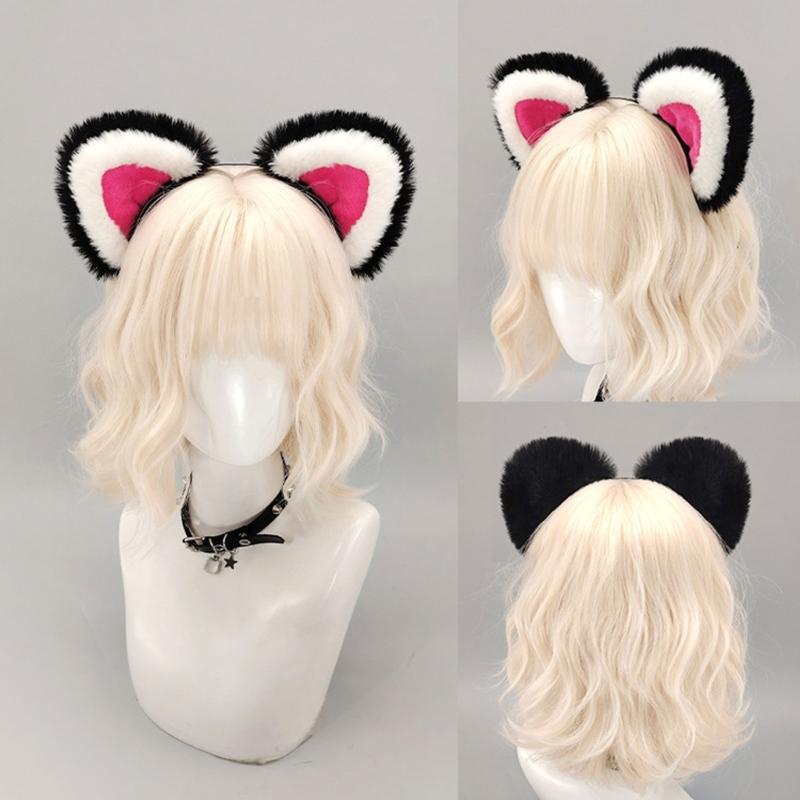 Handcraft Plush Tigers Ears Headband Faux Furs Tail for Halloween Cosplay Party Costume Accessories for Kids Adults