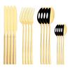 16Pcs Black Silver Cutlery Set Dinnerware Set  Knife Fork Tea Spoon Family  Flatware Set Stainless Steel Tableware Western Kitchen Set