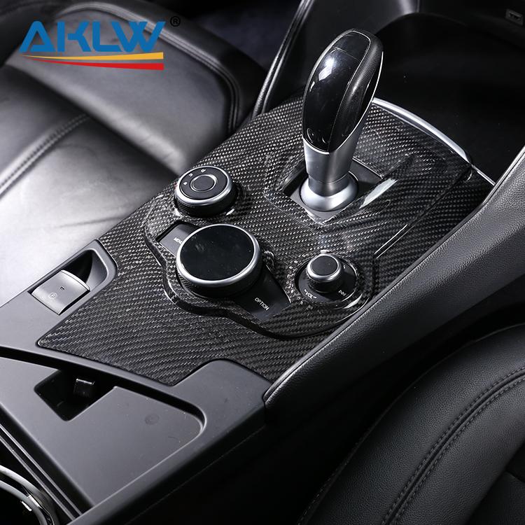 Real Carbon Fiber Car Interior Accessories Center Console Gear Shift Knob Panel Decorative Cover for Alfa Romeo Giulia 2017-2019