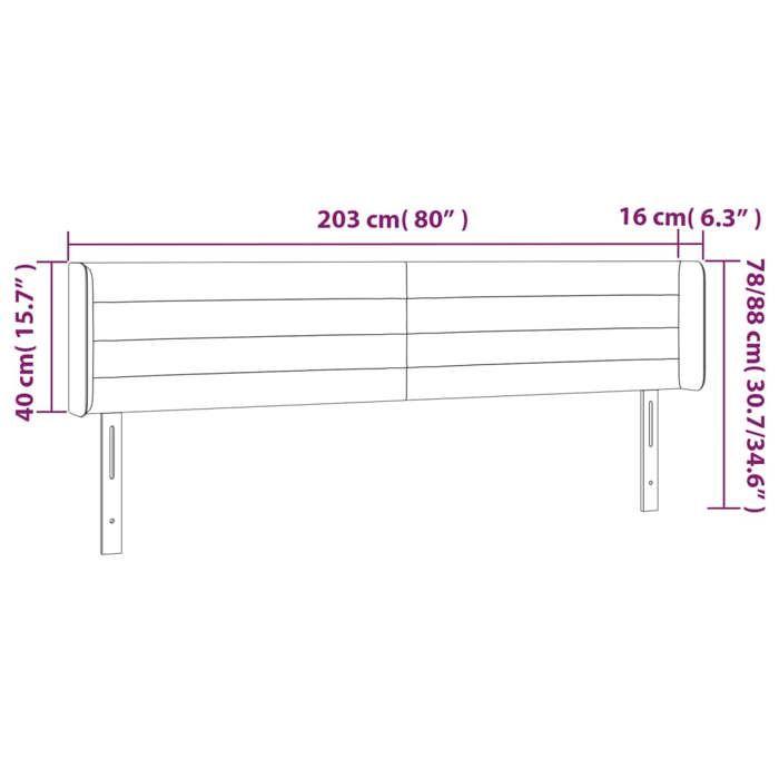 VidaXL Tête de Lit à LED Meuble de Chambre à Coucher Accessoire de Lit Double Tête de Cadre de Lit Intérieur Taupe 3123402