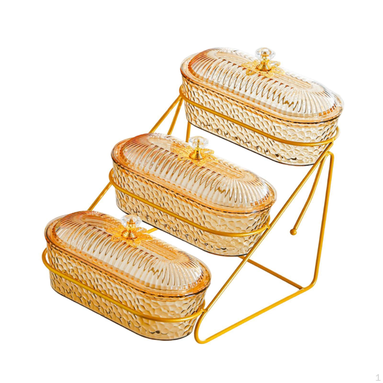 

3-Tier Fruit Basket, Serving Tray, Large Capacity, Multifunctional, Holder for Dining Room, flower amber