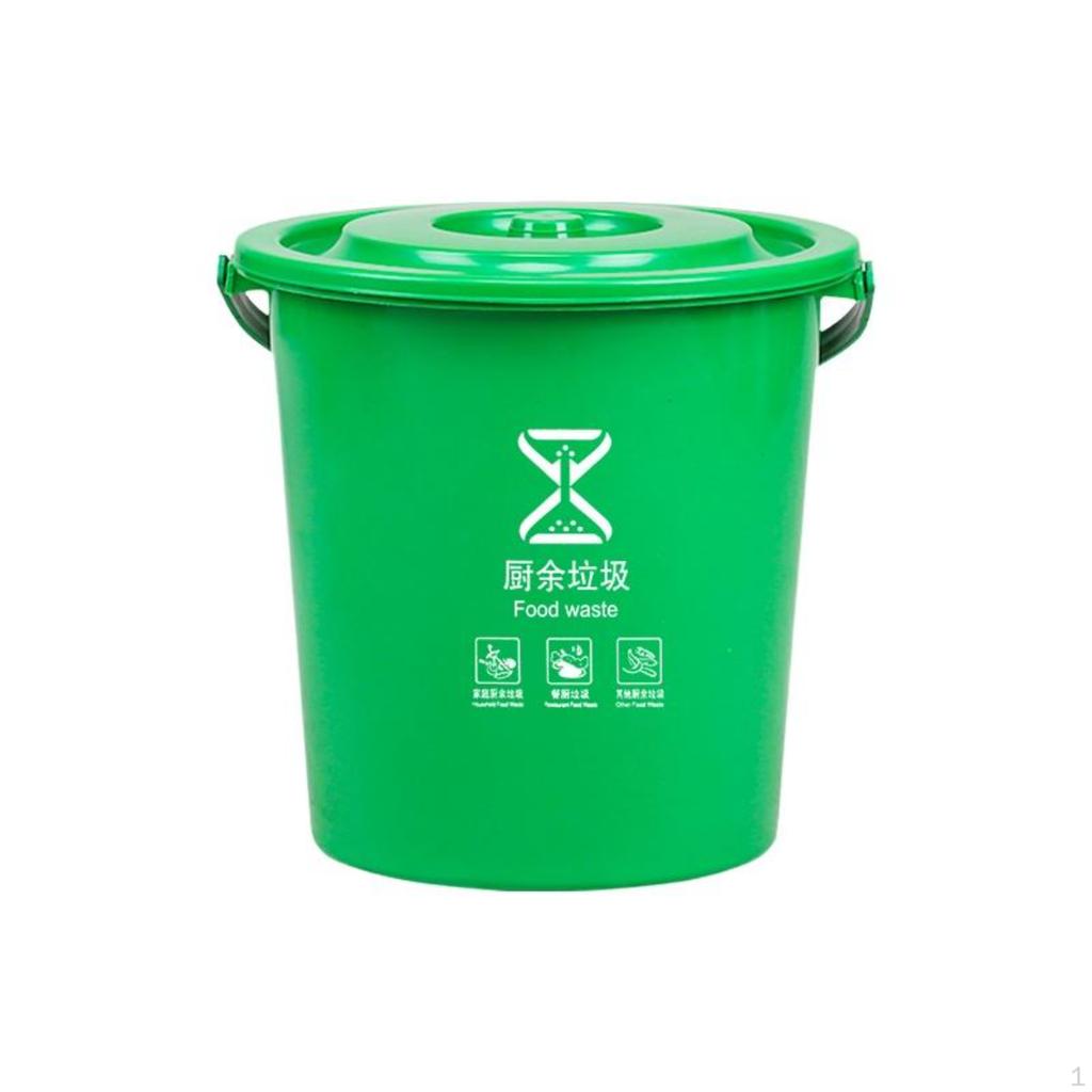 Food Waste Bin with Lid, Sieve, Handle, Kitchen Trash Can, Home, Restaurant Gray 10L Rectangle