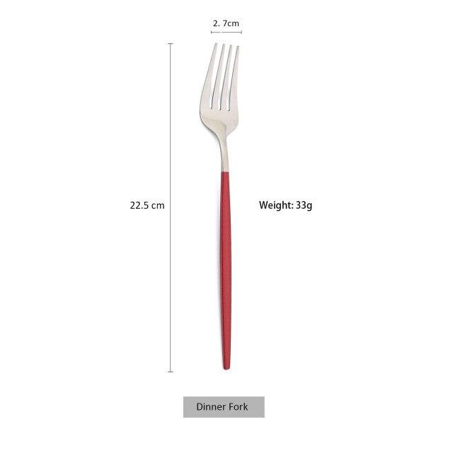 1 Pcs Dinnerware Red CutleryStainless Ste Knife Fork Spoon Cutlery Kitchen Table Flatware Tableware Silverware