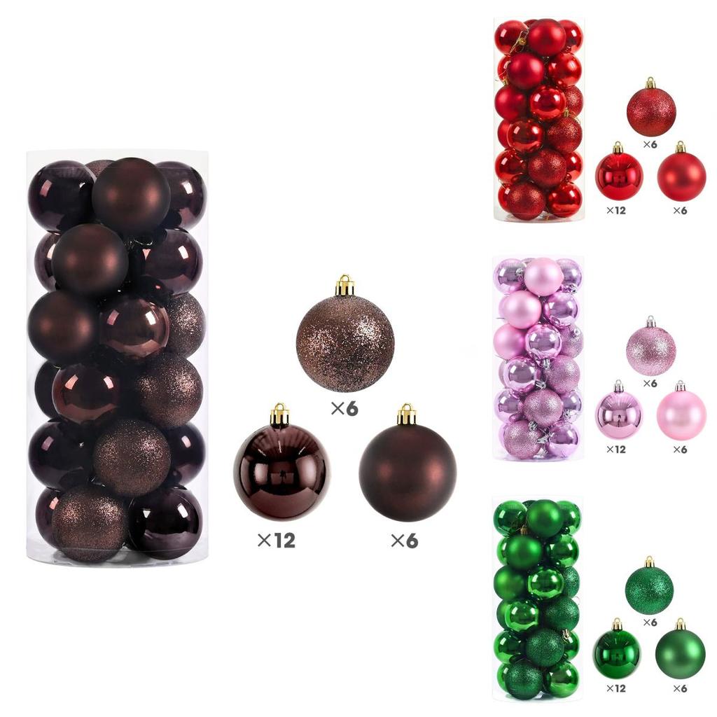 Christmas Ball Decorations Set With Plastic Ornaments For Holiday Tree Festive Decor
