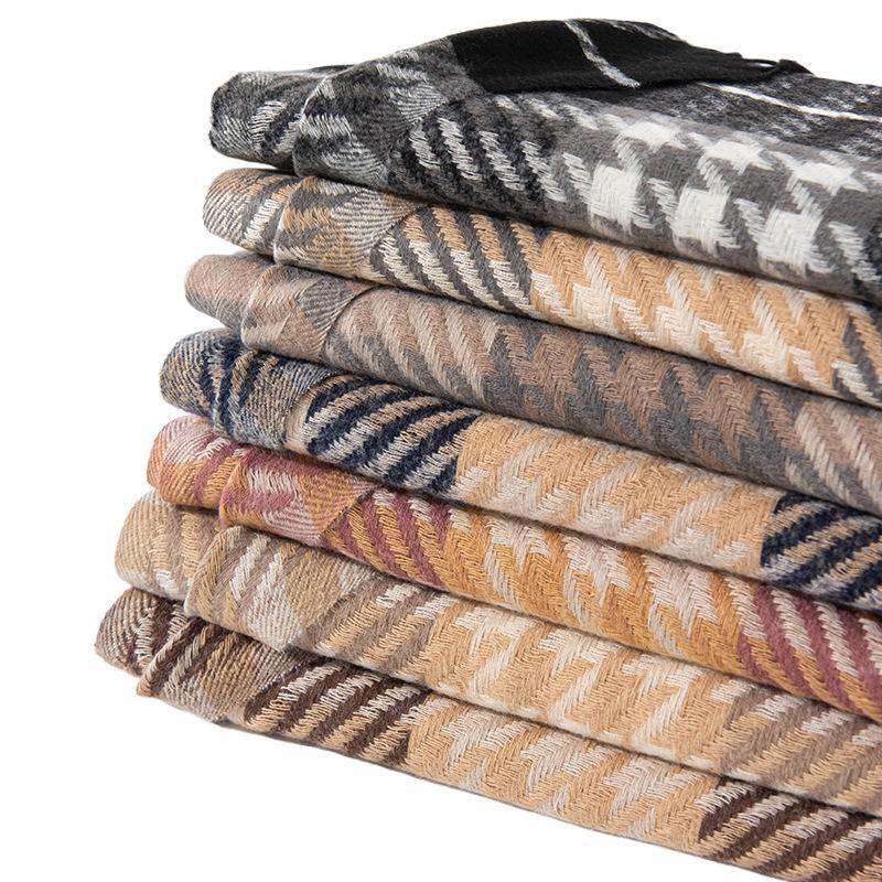 Autumn and winter scarves women's fashion versatile plaid warm simple couple women's scarves men's cold-proof shawls