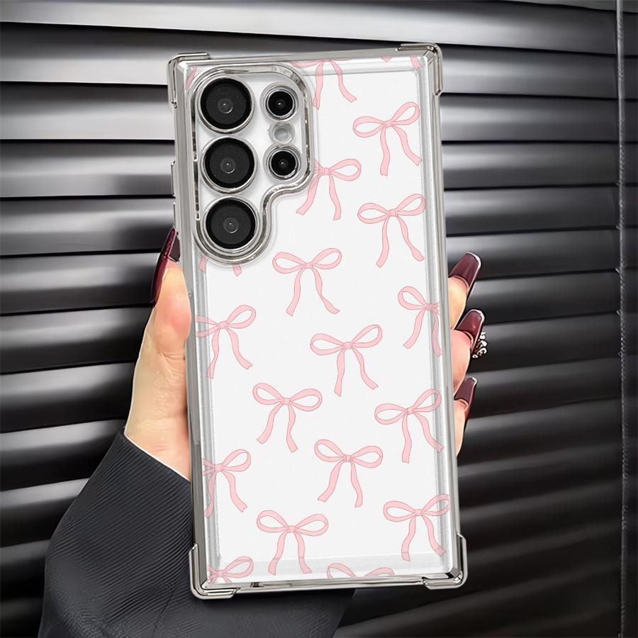 Phone Cover Funda Case for Samsung Galaxy 25 S24 FE Note 20 Ultra S23 S22 Plus S25Edge S20 Ultra S21 Fashion Pink Bow