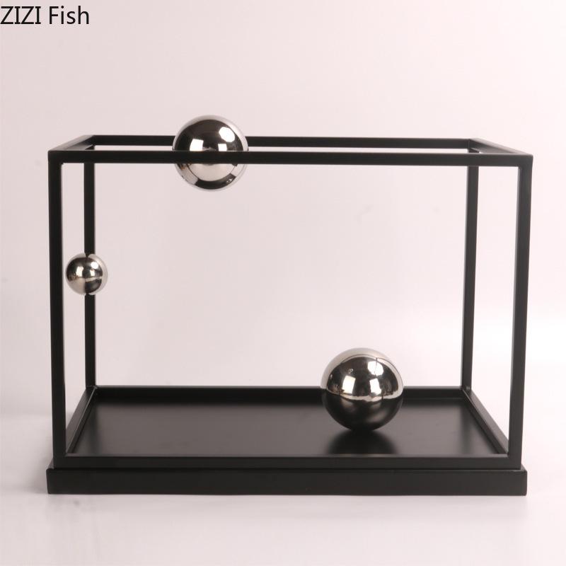 Rectangular Metal Ball Ornament Desktop Decoration Art Creative Geometric Framework Crafts Modern Room Aesthetic Decoration