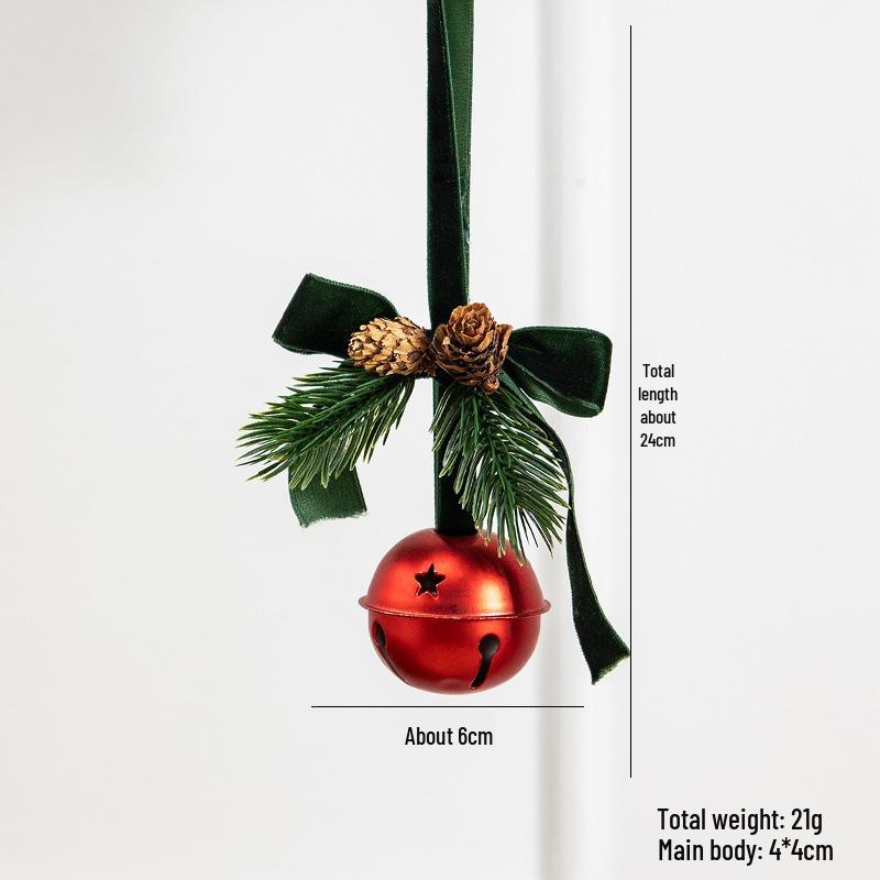 Christmas Red Velvet Bow Bell Pendant Tree Decoration