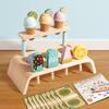 Wooden Simulation Ice Cream Shelf Children Puzzle Interactive Toy For Imaginative Role Play