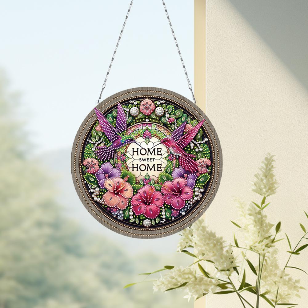 2D/Flaches DIY Diamantmalerei Set Hängende Diamantkunst Kits Strassstein Diamantkunst Fensteranhänger DIY Heimdekoration Hängender Anhänger