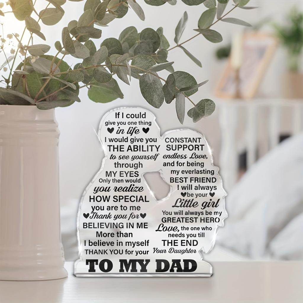 2D Flat Acrylic Father's Day Gift, Suitable for Dad Decoration, Indoor and Outdoor Decoration - No Need for Batteries/electricity, Free Day Decoration