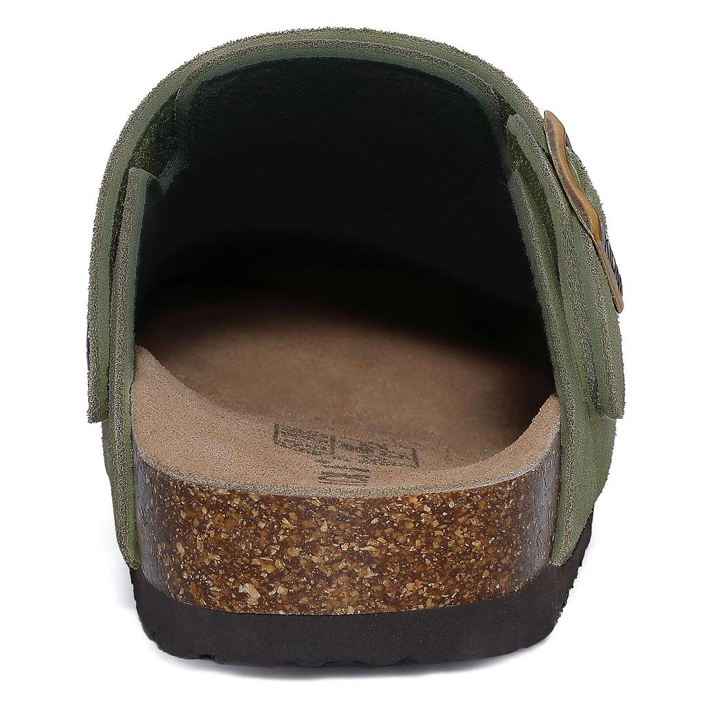 Fashion Crestar Women Cow Suede Clogs Cork Footbed Leather Mules Lady Outdoor Comfort Arch Support Potato Shoes With Adjustable Strap