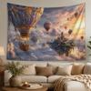 Magical Fantasy Sky Tapestry Vintage Ornate Hot Air Balloon Floating Island Castle Wall Art, Aesthetic Photo Backdrop