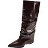 Brown Maillard pointed thick heel boots women's 2025 new autumn versatile skirt stacking knight boots