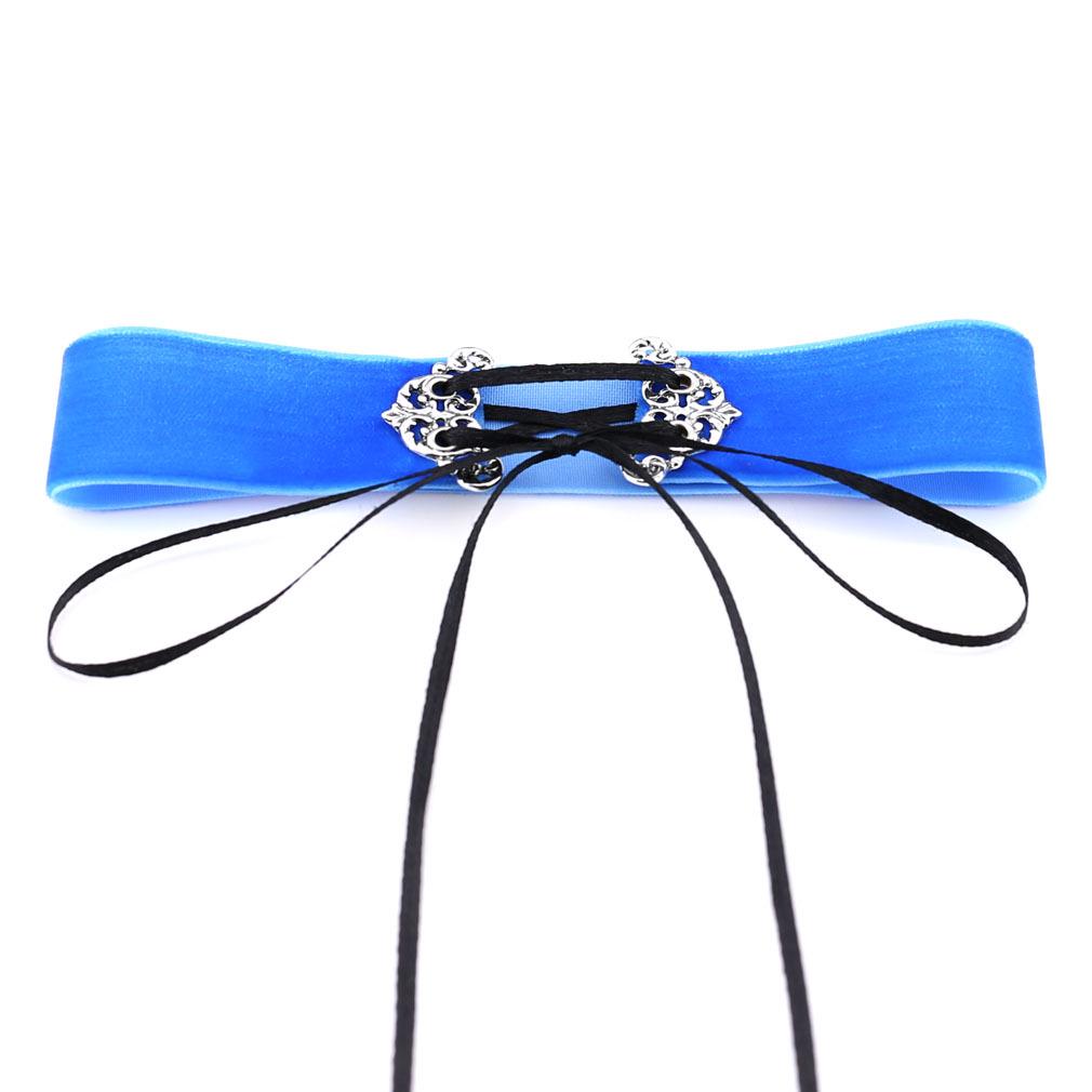 Wide Velvet Choker, Hollow Alloy Pendant Soft Velvet Streetwear Neck Collar