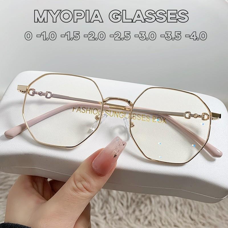 Occhiali da Miope Finiti Moda Vintage Montatura in Metallo Occhiali Blocco Luce Blu per Donna Miopi Diottrie Negative Prescrizione