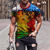Mens Short Sleeve Crew Neck T-Shirt With Cartoon Digital Print Loose Fit Casual Wear