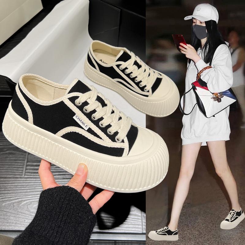 Big head canvas shoes platform spring new shoes autumn muffin bread biscuits casual board shoes