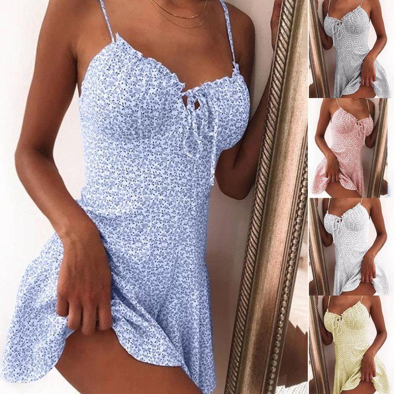 Stylish Women's Floral Printed Sleeveless Mini Dress Perfect For Summer Beach Days