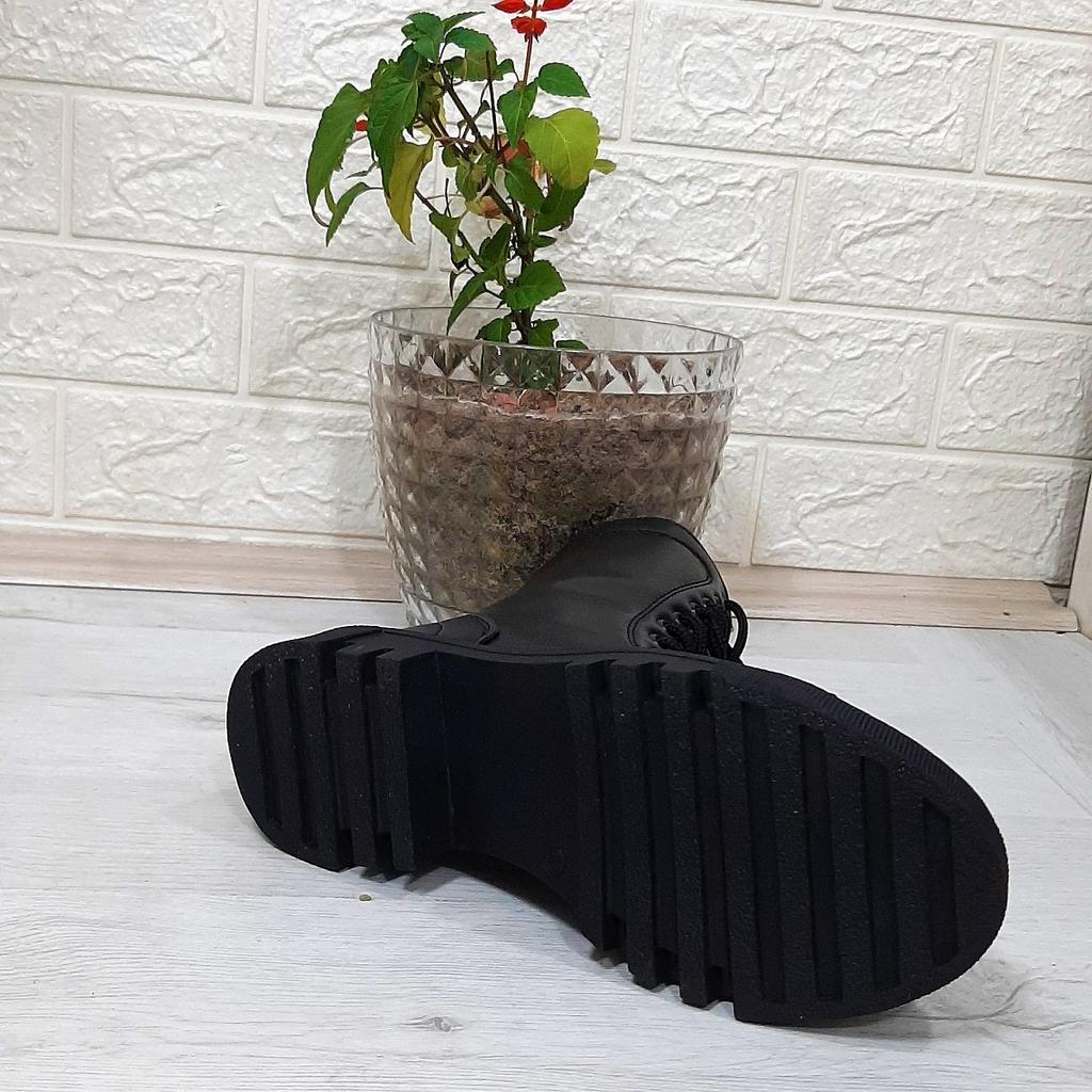 Grijak Black Leather Zippered Lace Up Women's Boots