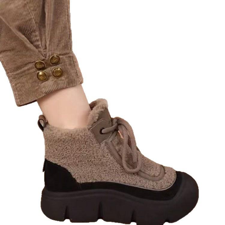 Plüsch Martin Stiefel dicksohlige Schneestiefel Damen 2025 Winter neu plüschig warm hoch geschnitten lässig Mutter Baumwollschuhe