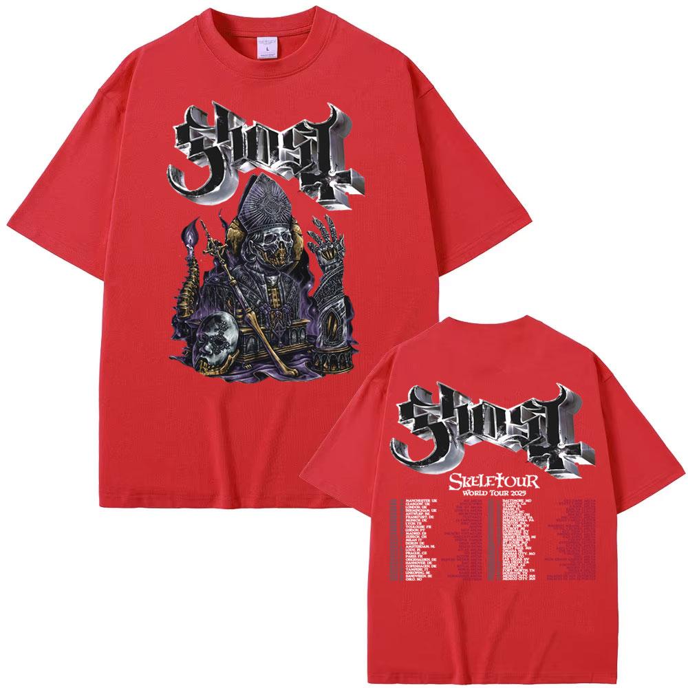 Kapela Ghost Skeletour World Tour 2025 Grafické tričko Pánské Vintage Hip Hop Trendy Cool Trička Ležérní Volné Oversized Tričko
