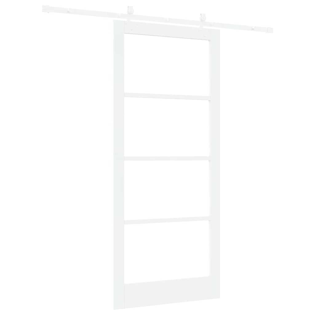 Sliding Door White 93 X 211 Cm Solid Pine Wood and Glass