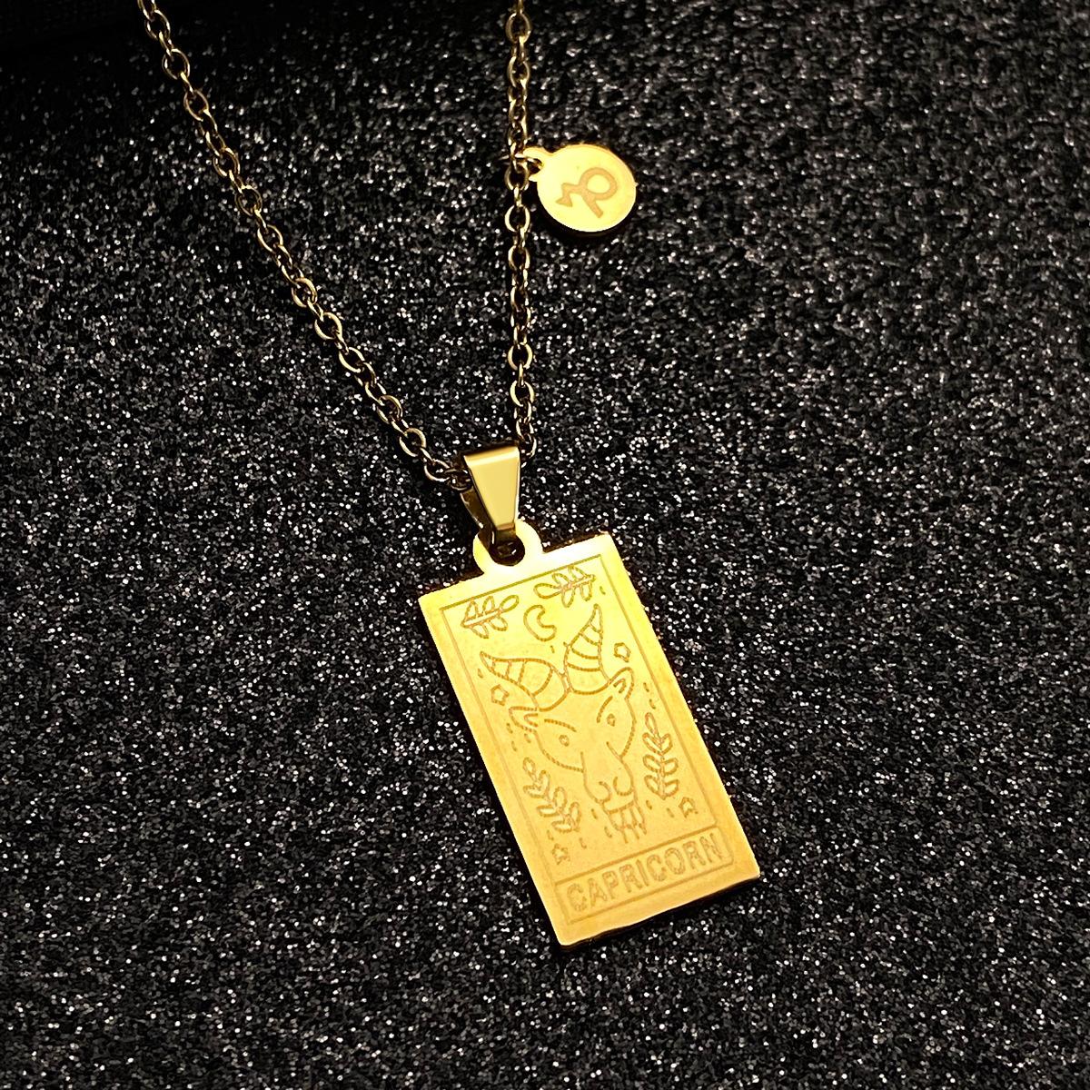 Новое ожерелье из нержавеющей стали с 12 знаками зодиака, женское квадратное ретро ожерелье-подвеска с 12 знаками зодиака и картами Таро, цепочка для ключицы