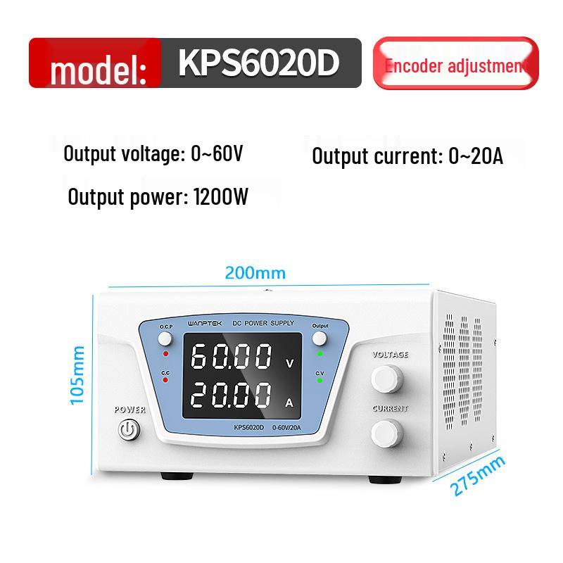 Gucesh KPS6020D 60V 20A Adjustable DC Power Supply for Labs and Battery Charging
