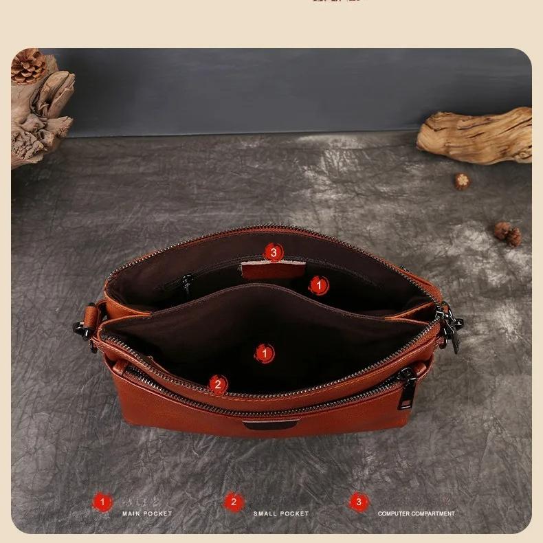 Johnature Genuine Leather Women's Bag Versatile Armpit Bag Commuting Multi-layer Shoulder Crossbody Bag