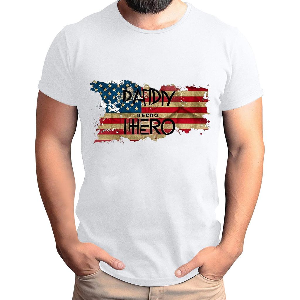 Tricou pentru bărbați cu imprimeu steag, Top lejer casual cu mânecă scurtă pentru bărbați