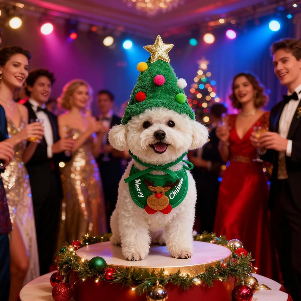 Christmas Dog Costume Set Holiday Party Cosplay Pet Hat And Bandana Apparel Dog Christmas Outfit Costumes For Photo Props