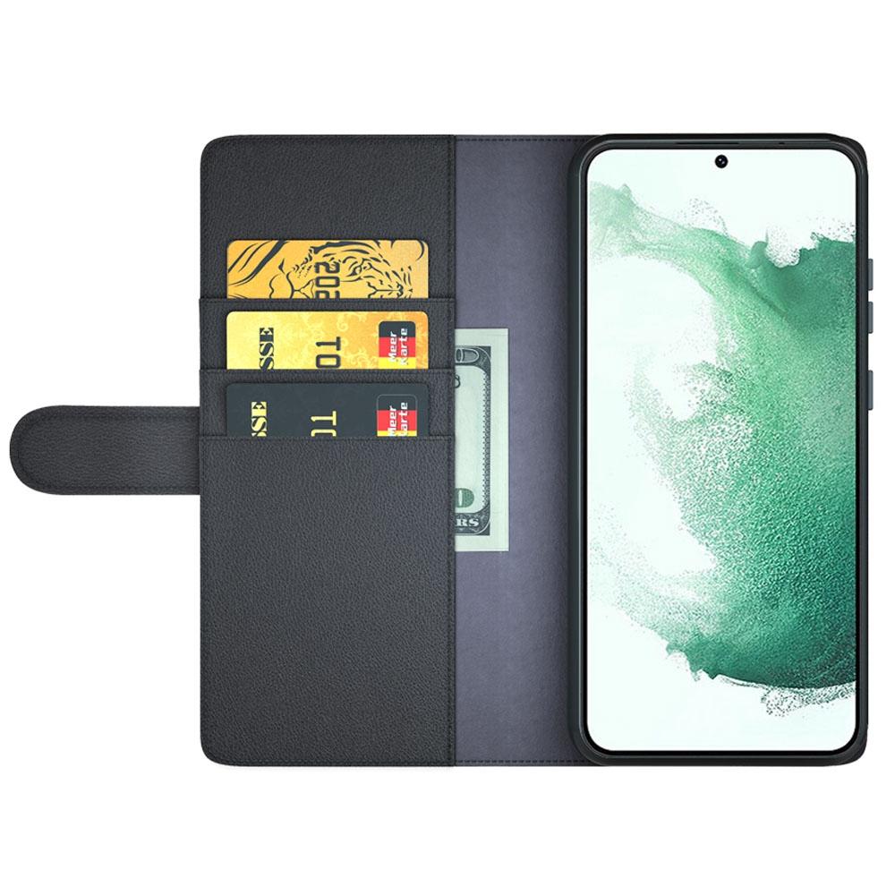 

For Samsung Galaxy S23 Case Genuine Split Leather Phone Cover with Wallet Stand Black