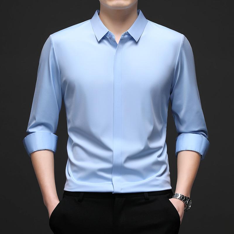 Middle-Aged & Young Men's Shirt Autumn Long Sleeve Lapel Collar Fashion Casual