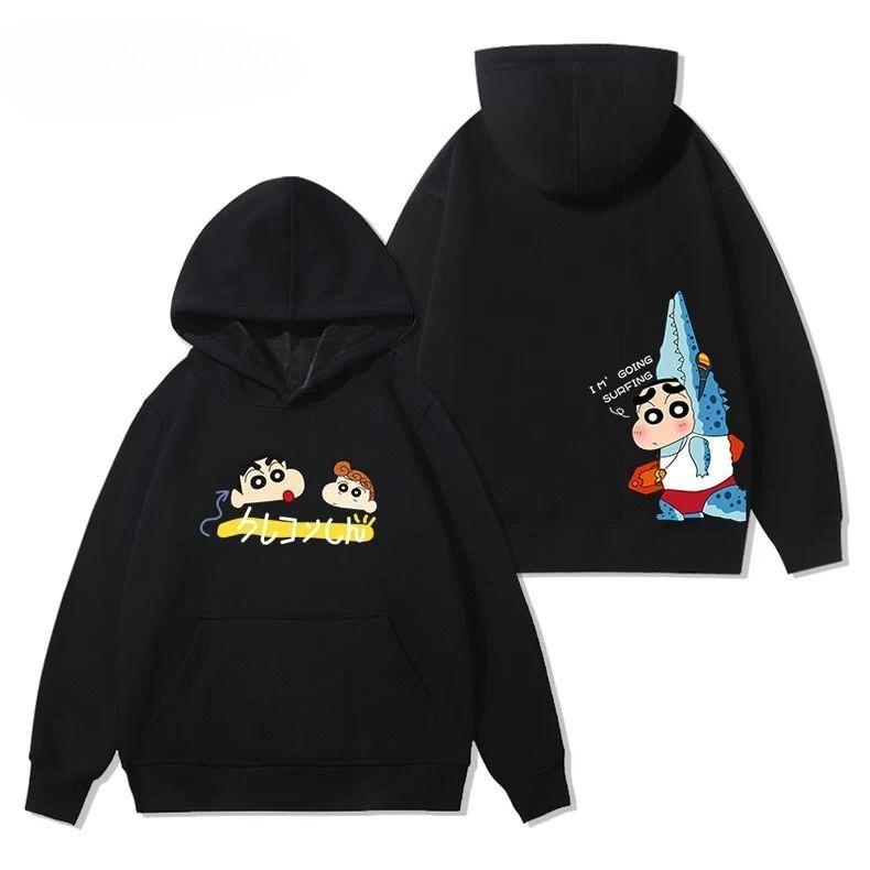 This Is A Cute and Fun Hoodie Featuring Crayon Shin-chan and Akane. It's Made of Pure Cotton and Has Loose Prints