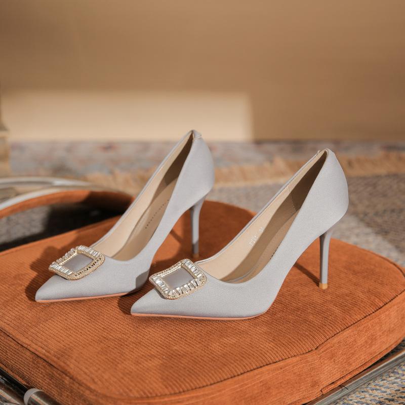 -B Fashionable Super High Heel Sexy Popular Women's Thin Heel Single Shoes Pointed Elegant Temperament New Women