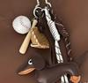 Trendy Sausage Dog Bag Charm Keychain with Handmade Nylon Rope Lanyard