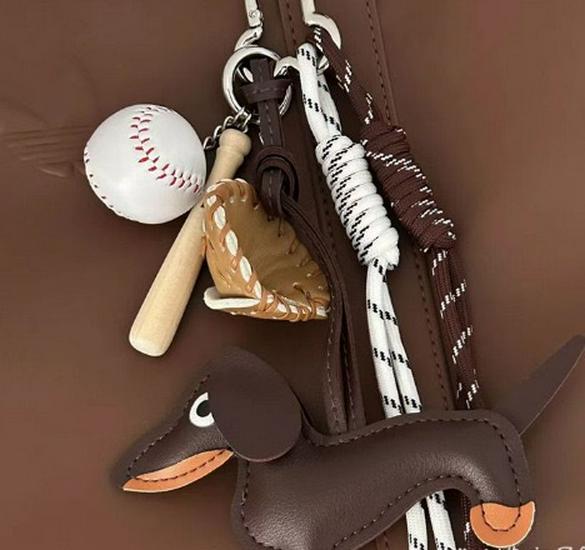 Trendy Sausage Dog Bag Charm Keychain with Handmade Nylon Rope Lanyard