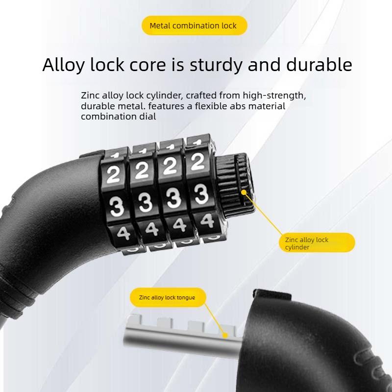 4 Digital Code Bicycle Cable Lock Anti-theft Alloy Steel MTB Road Bike Cable Code Combination Password Lock Security Padlock