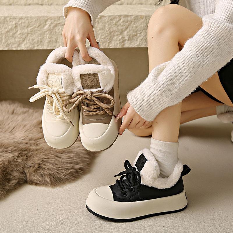 Platform women's shoes new autumn and winter velvet warm fluff two cotton shoes versatile casual shoes
