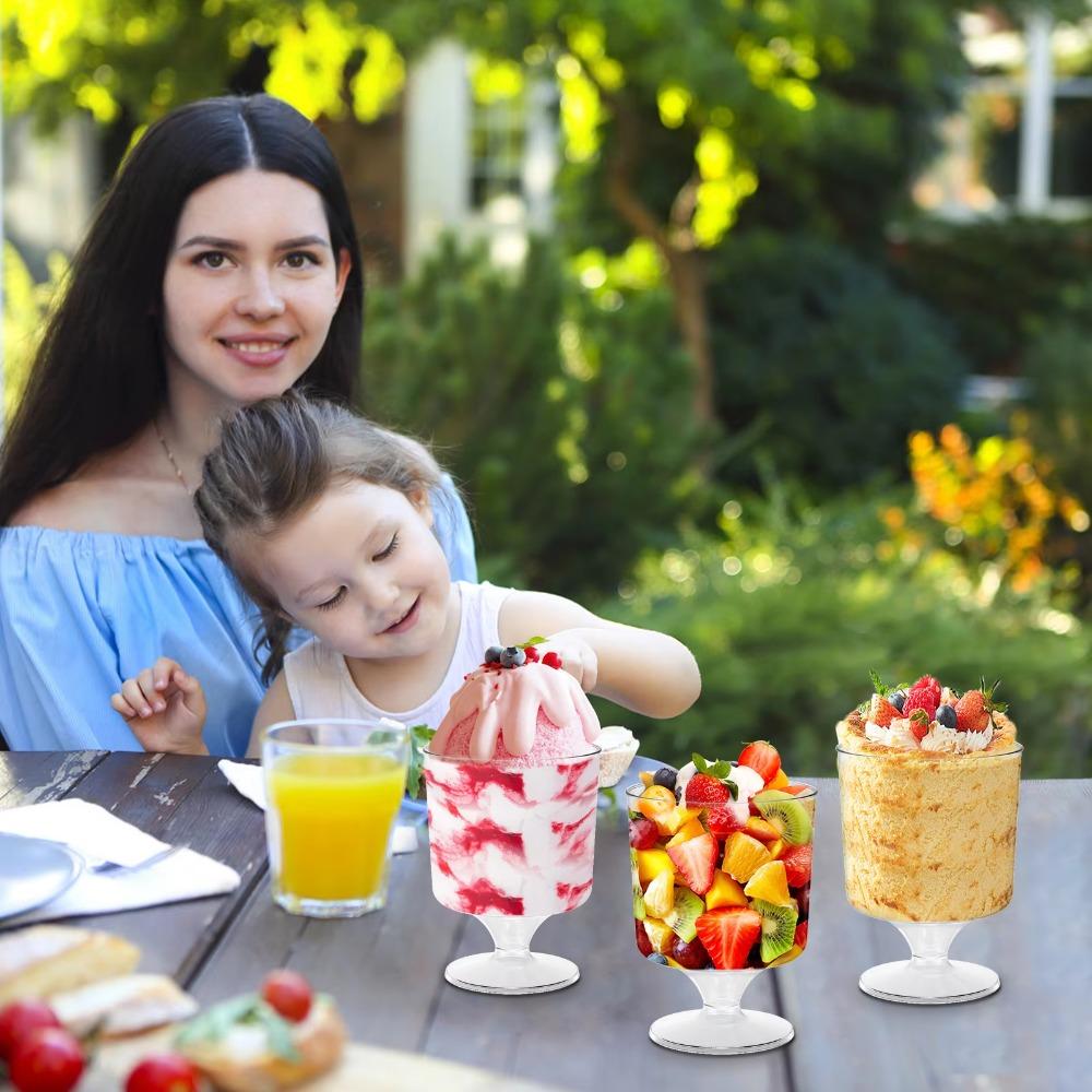 20pcs Plastic Disposable Goblet Hard Cupcake Cup Party Supplies Disposable Dessert Cup Party