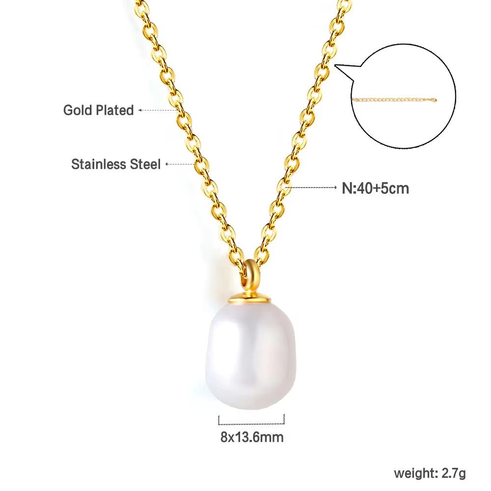 Women's Fashion Geometric Jewelry Light Luxury Multiple Styles Stainless Steel Pearl Pendant Choker Necklace