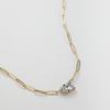 YF4029 Fashion 18K Gold Plated Triangle Drill Rectangular Drop Shape Link Zirconia Pendant Stainless Steel Clip Chain Necklace