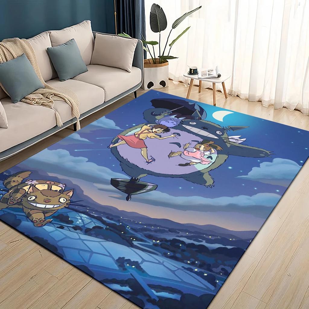3D T-Totoros Cartoon Area Rug,Carpet Rug for Living Room Children's Bedroom Sofa Doormat Decor,kids Play Non-slip Floor Mat