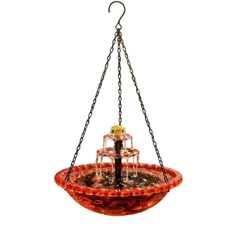 Cascading Hanging Bird Bath Fountain Solar Hanging Bird Feeder With Waterfall Effect For Backyard And Garden