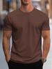 Unisex European Round Neck Short Sleeve T-shirt - Solid Color, Regular Fit