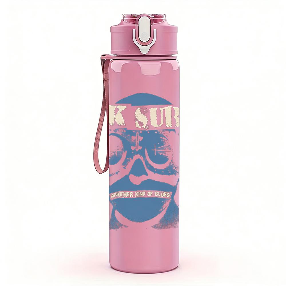 1PC Night watch shield vintage print 750ml colorful plastic sports water bottle leakproof pop up lid with straw for outdoor work home use