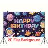 Party Backdrop Astronaut Space Cartoon Flat Planets Cats Inch Cafe Restaurant Photo Background Decor Birthday Party Decor