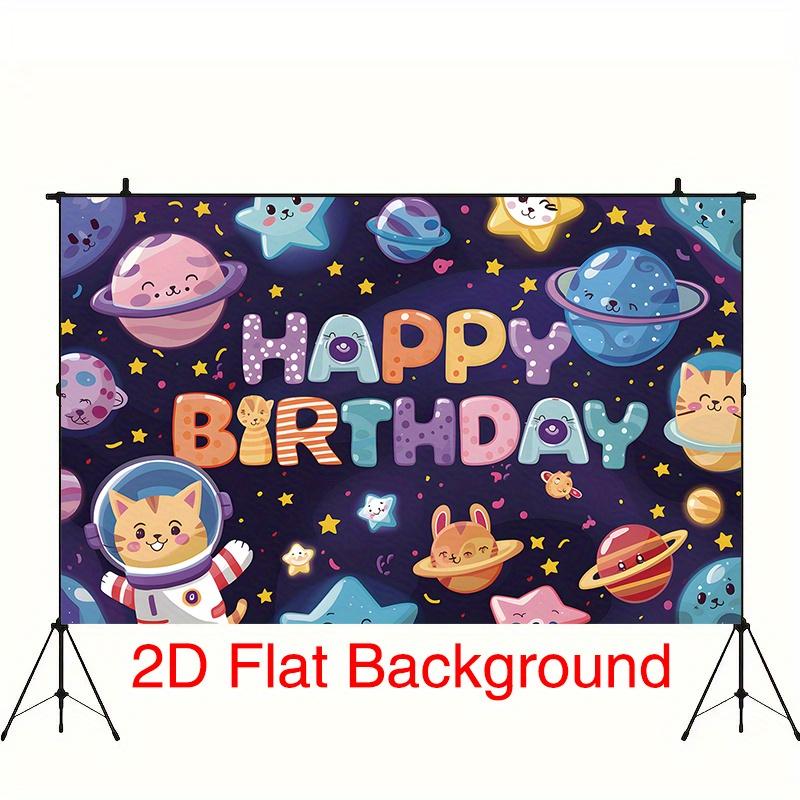 Party Backdrop Astronaut Space Cartoon Flat Planets Cats Inch Cafe Restaurant Photo Background Decor Birthday Party Decor
