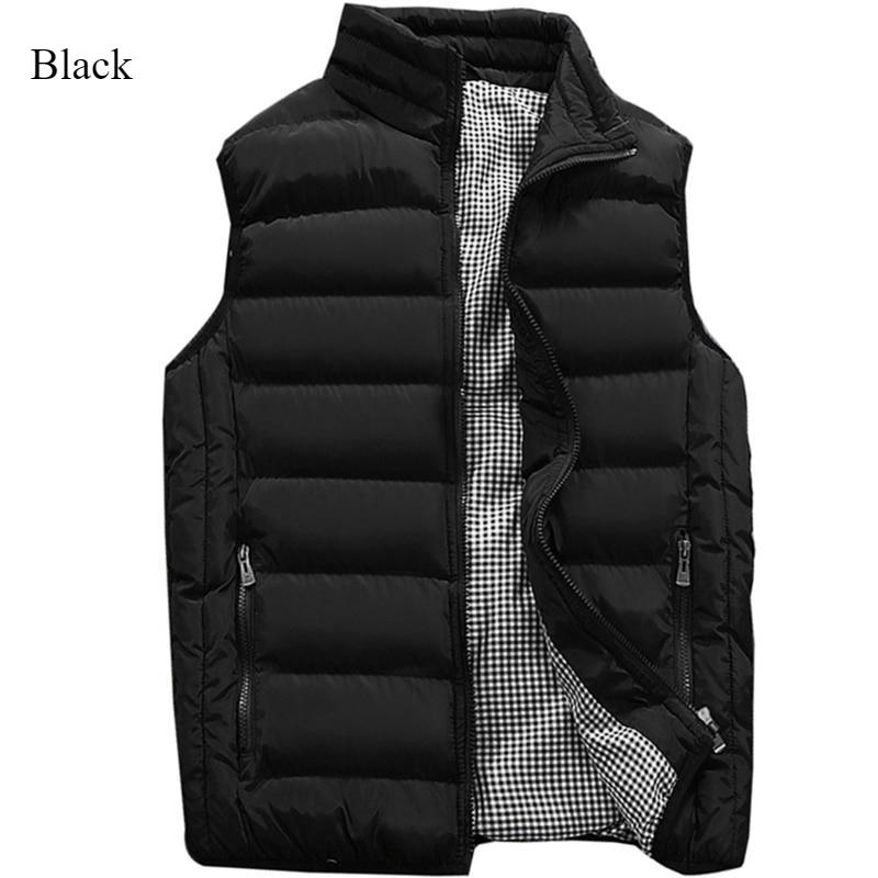 Verdickte warme Herrenweste, modische ärmellose Weste, lässige winddichte wasserdichte Weste für den Winter, einfarbig, All-Match-Jacke